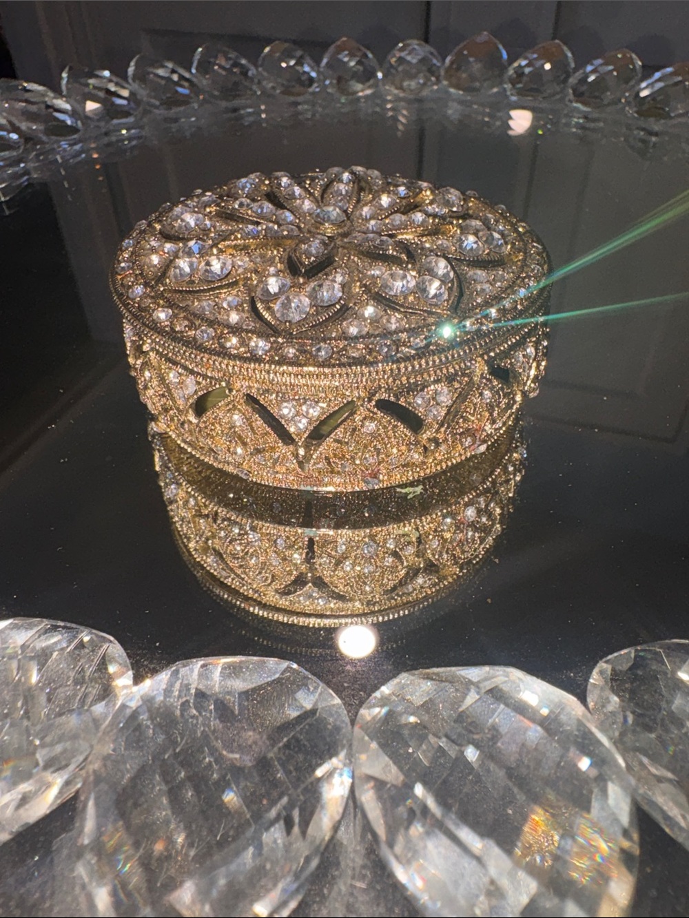 Olivia Riegel Gold Swarovski-Embellished Round Trinkey Box - Women Accessories